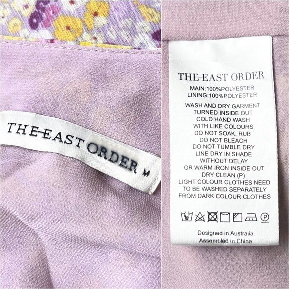 EAST ORDER Floral Chiffon Puff Short Sleeve Crew Neck Ruffle Shift Mini Dress M‎ - Picture 8 of 8